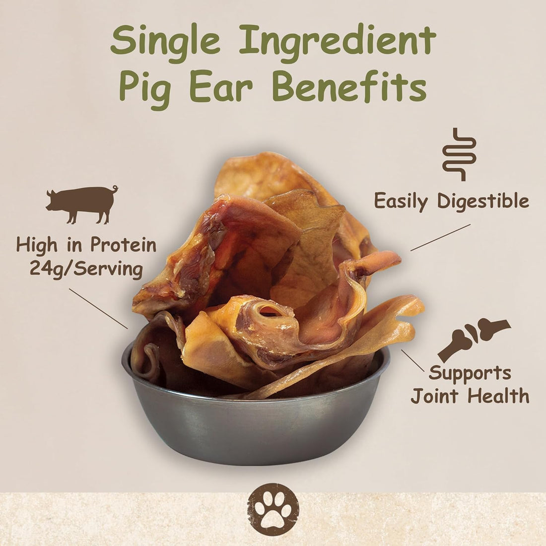 Top Dog Chews – 100 Pack, Pig Ears for Dogs, Whole