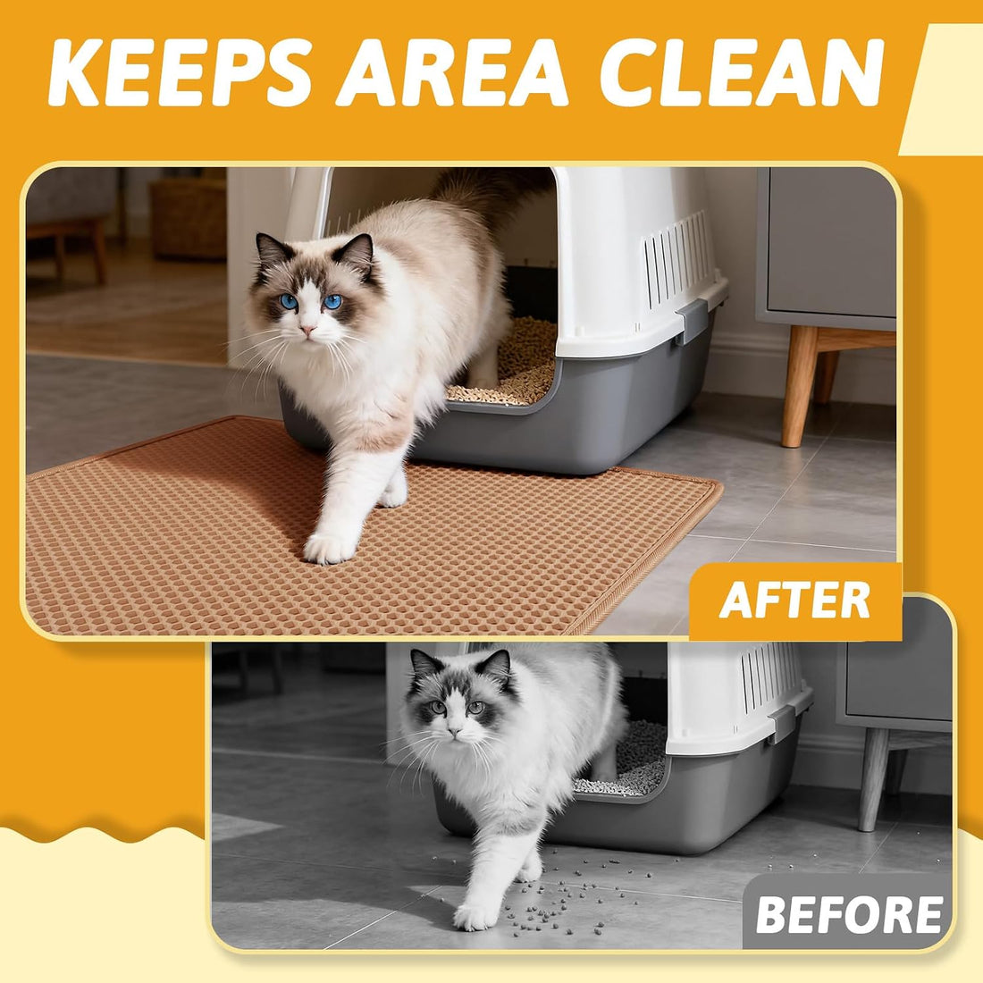 Pieviev Cat Litter Mat Double Layer Waterproof Urine Proof Trapping