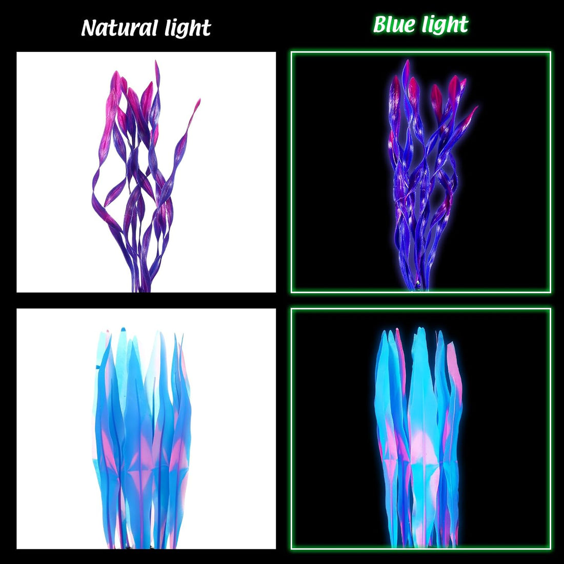 Frienda 8 Pcs Glowing Aquarium Fish Tank Decorations, Blue, Pink