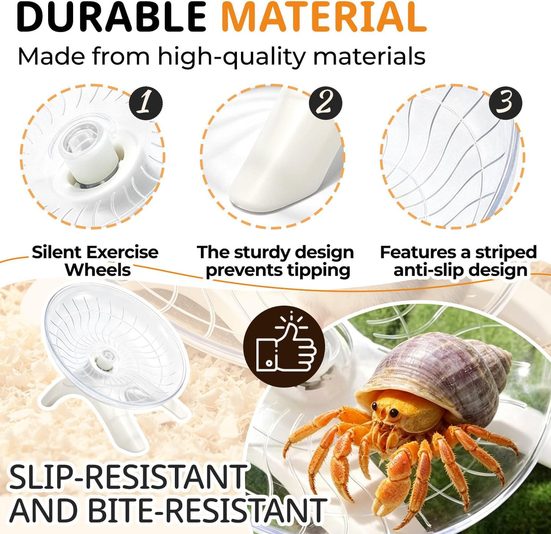 Hermit Crab Exercise Wheel, Silent Running Saucer for Small Pets