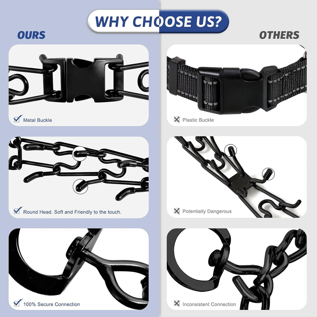 Pinch Collar for Dogs, Prong Training Collar with Quick Release