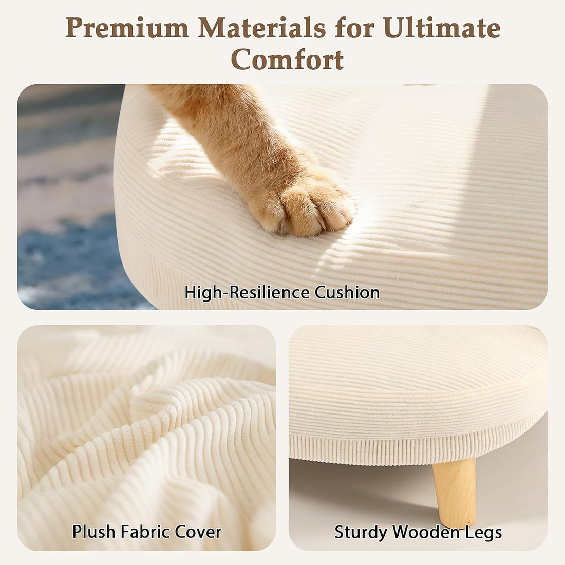 Kitten White Cat Sofa Bed, Pet Couch with Pine Wood Legs