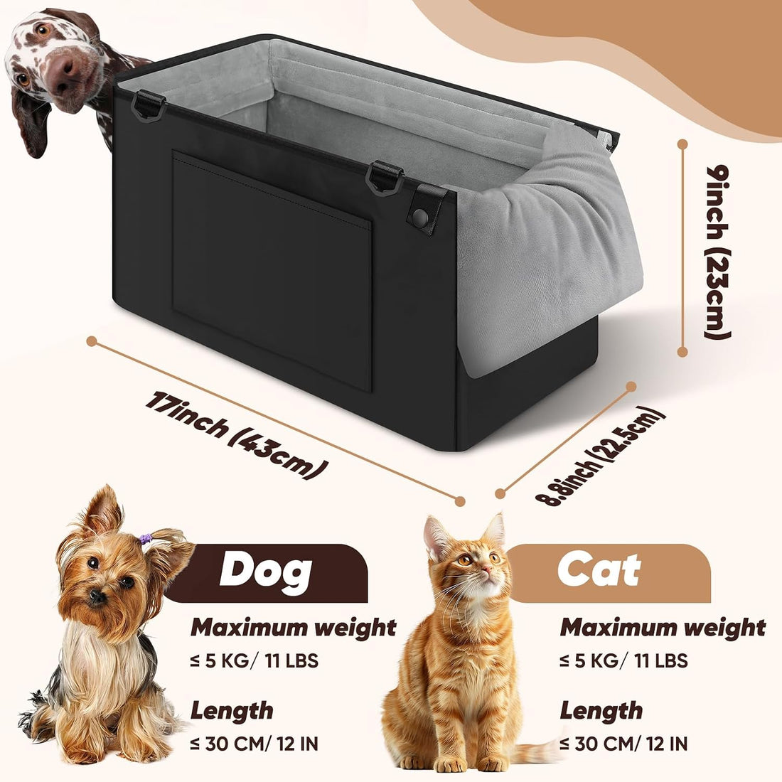 QUMY Dog Car Seats for Small Dogs Up to 11lbs