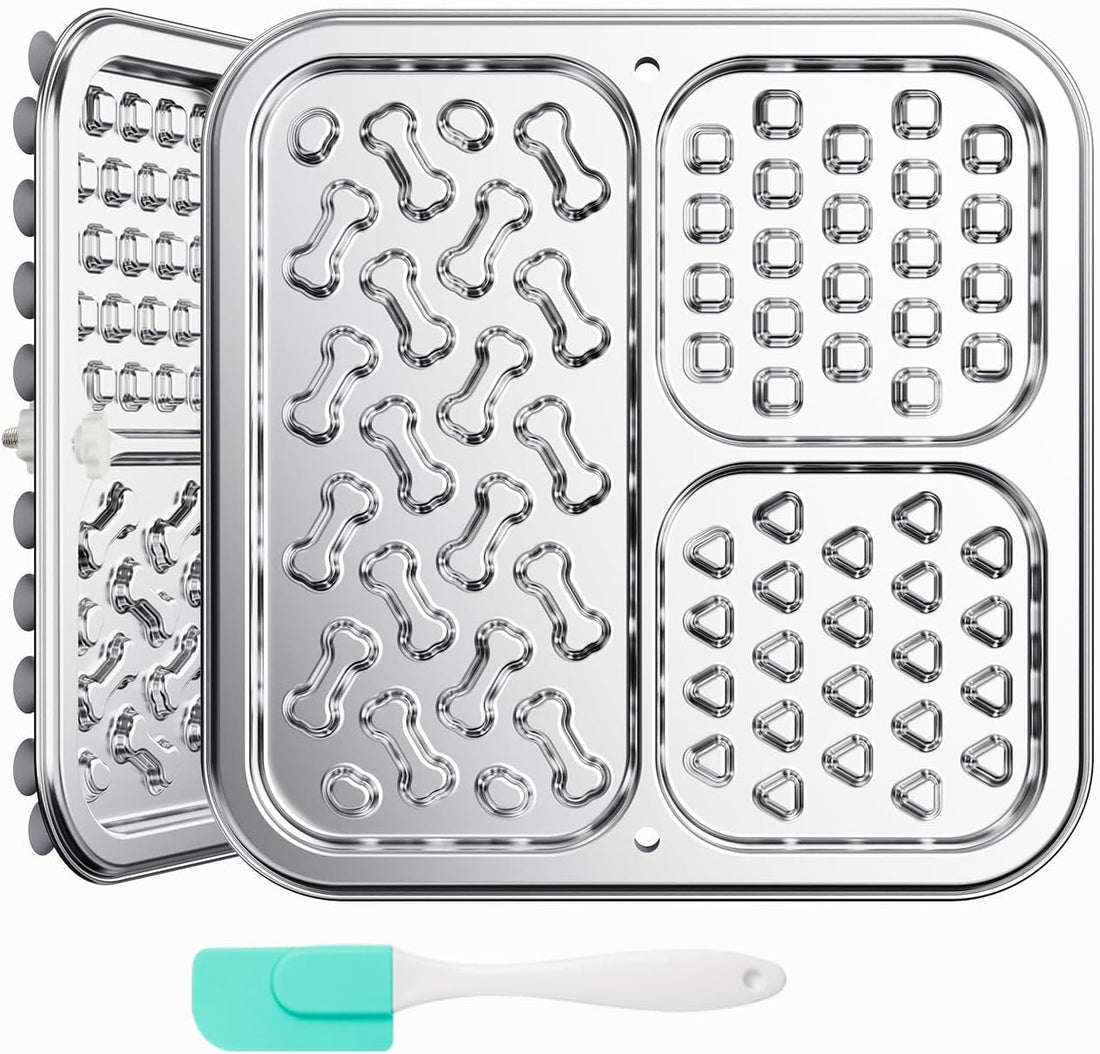 Kactoily 2-Pack 304 Stainless Steel Lick Mat for Dogs and Cats