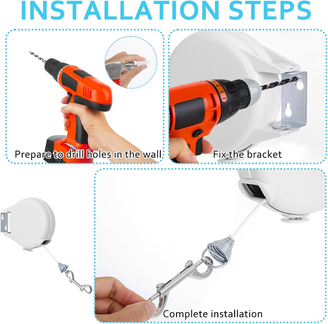 49FT Wall Mount Retractable Dog Tie Out Cable