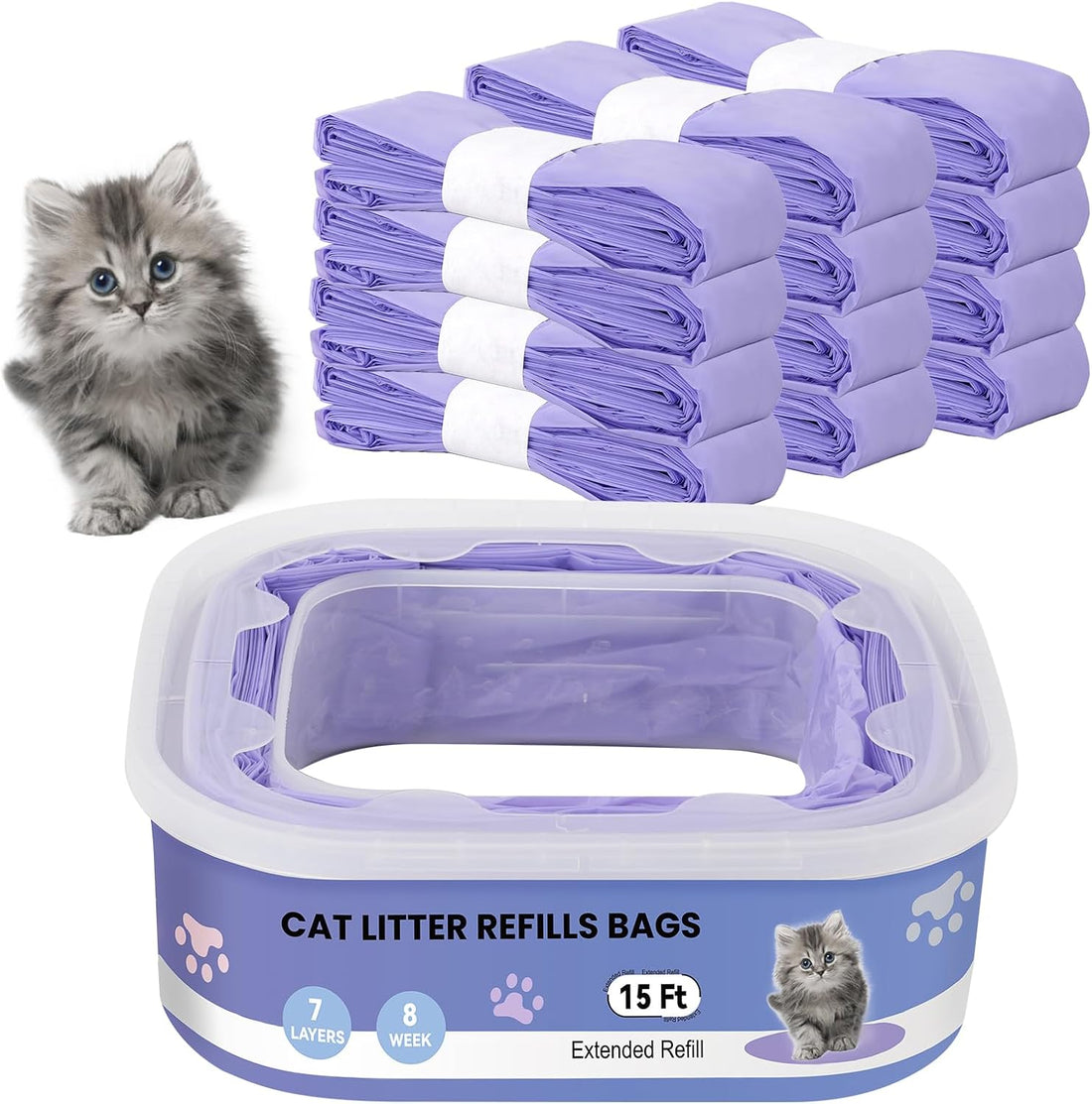 12 Pack Cat Litter Refills, Compatible with Genie Bag Refills