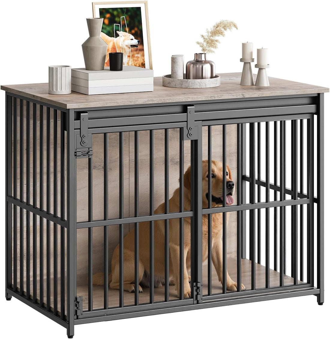 HOOBRO Dog Crate Furniture, 36.6" Heavy Duty Dog Kennel with Sliding