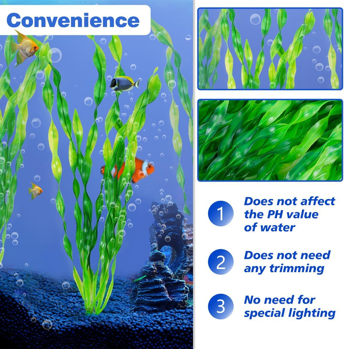 Ameliade 12 PCS Aquarium Artificial Soft Plastic Seaweed Plants Decor