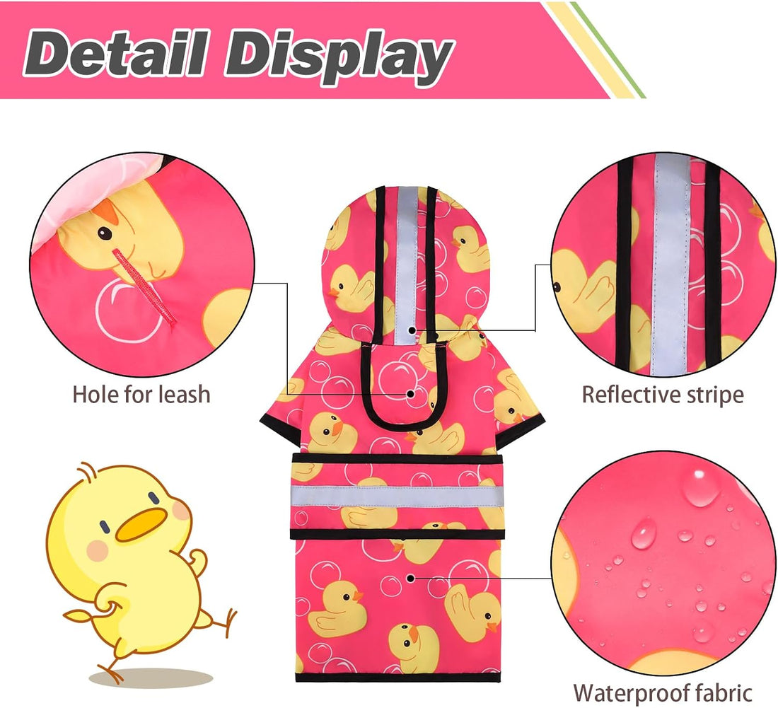 KOOLTAIL Dog Raincoat Hooded Slicker Poncho with Leash Hole