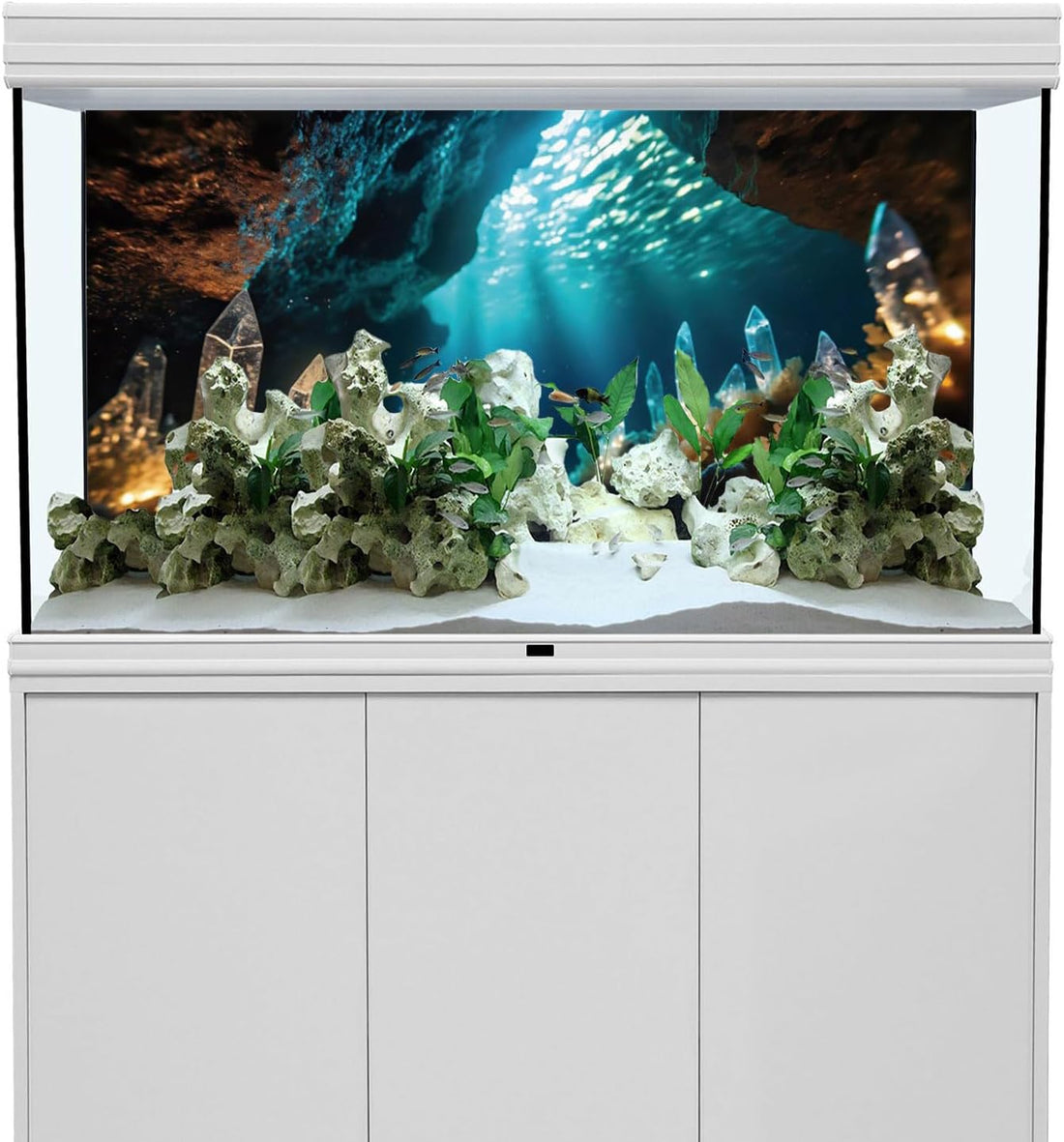 48x20 in Under Sea Aquarium Backdrop Crystal Rock Fish Tank Background
