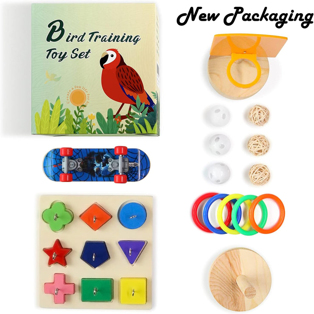 Bird Toys,Parrot Training Toys for Lovebird,Five-Types Parakeet Toys