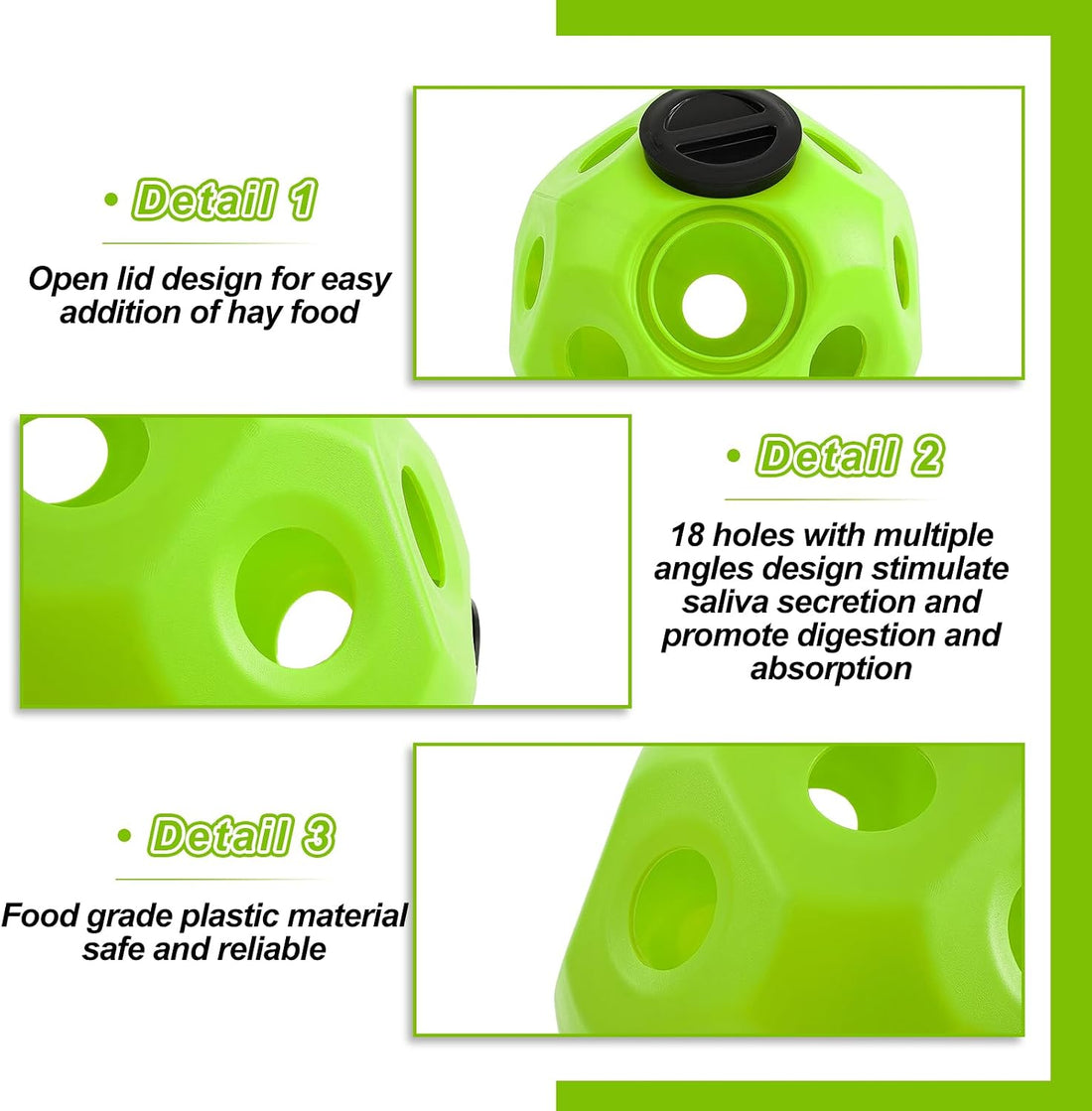 Seenelling 15.75" Extra Large Slow Feed Hay Ball for Horses,Green