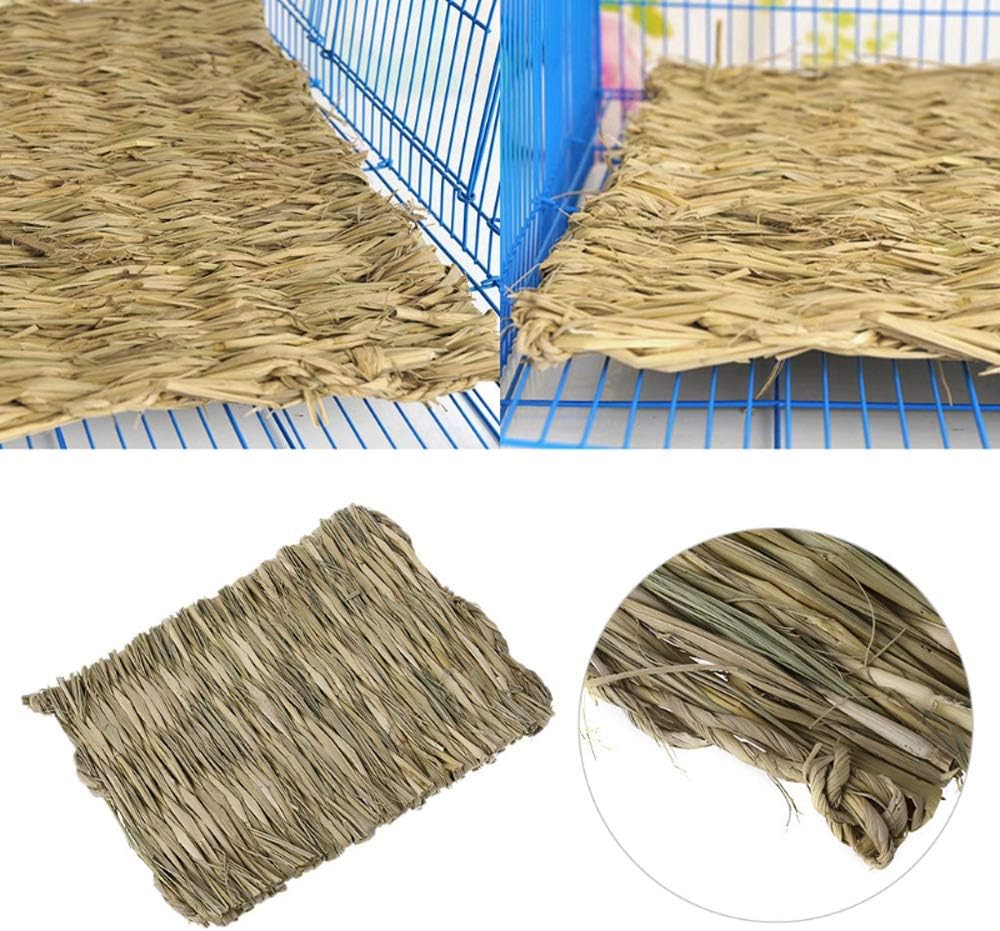 Hamiledyi Grass Mat Woven Bed Mat for Small Animal Bunny Bedding