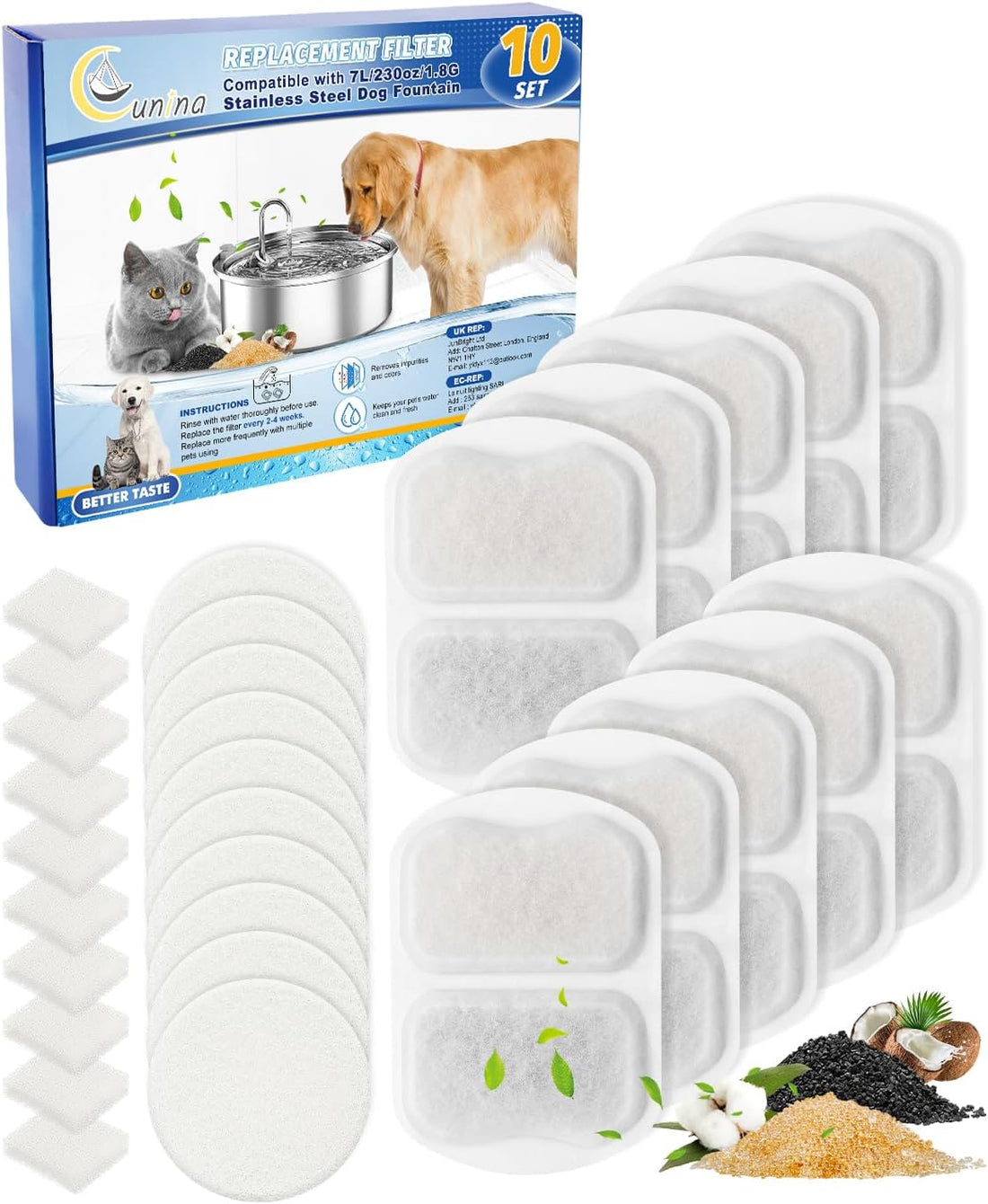 10 Set Dog Water Filter Replacement Fit for oneisall Dog Water