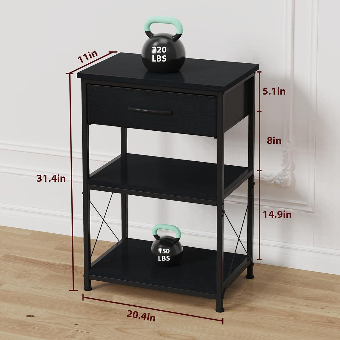 5-10 Gallon Fish Tank Stand with Adjustable Height and Drawer