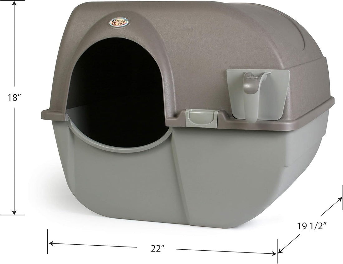 Omega Paw Roll 'n Clean Self Cleaning Litter Box, Brown, Large