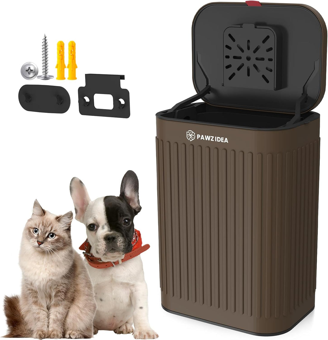 PAWZIDEA Wall Mount Dog Poop Trash Can Outside Odor Control