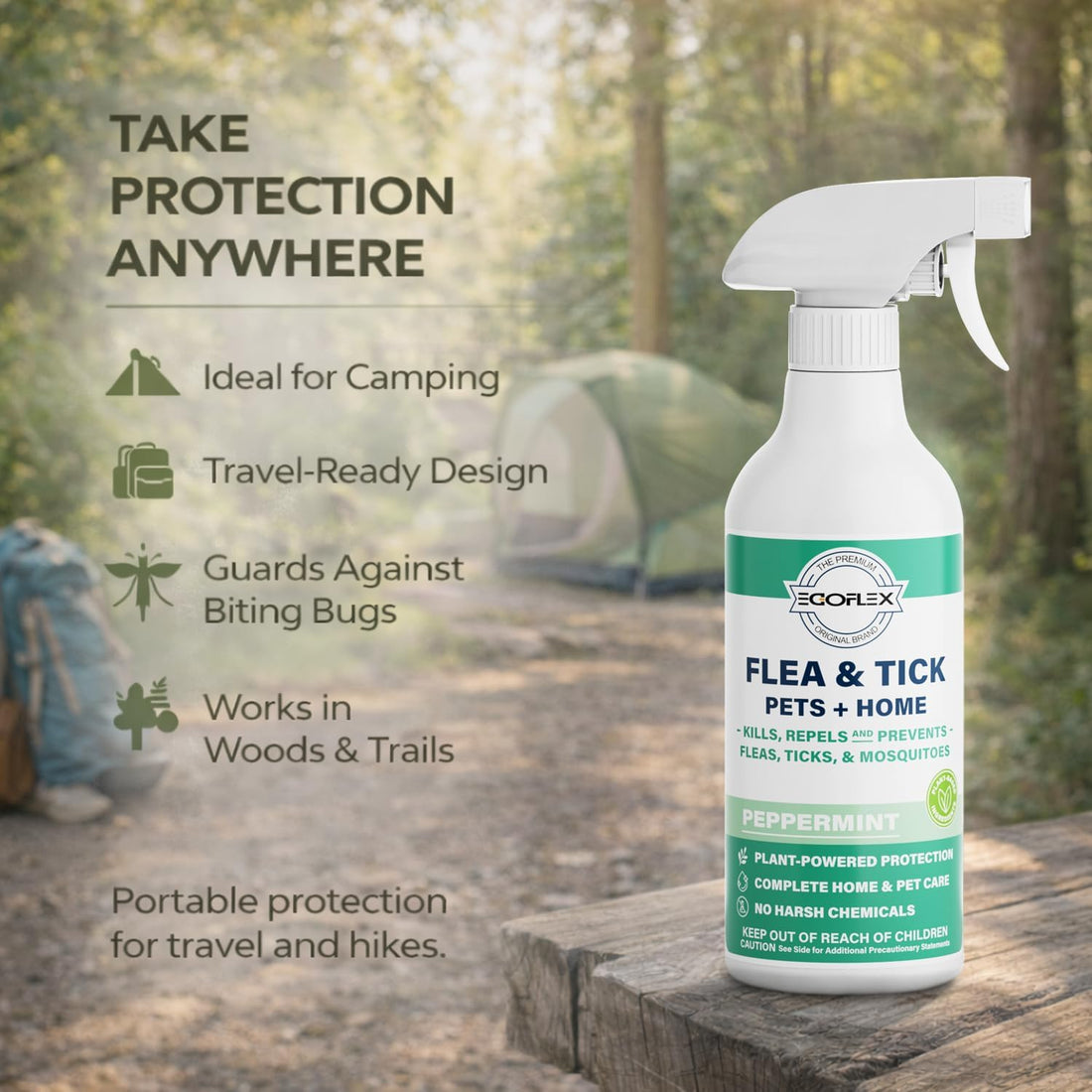 Flea Spray for Home & Pets Plant-Based Repellent with Peppermint