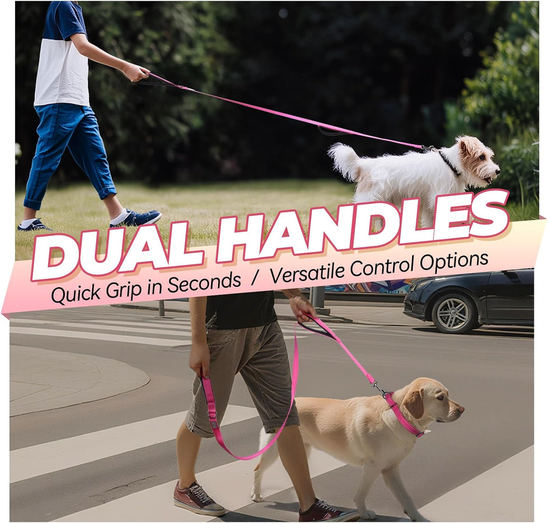 VIVAGLORY Double Handle Dog Leash Twingrip, 6ft x 1in