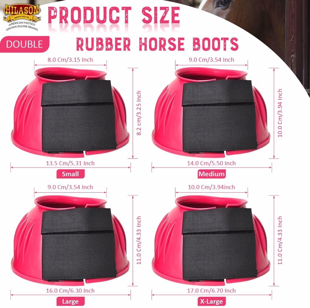 HILASON Western Horse Bell Boots PVC Ribbed Double Hook Loop