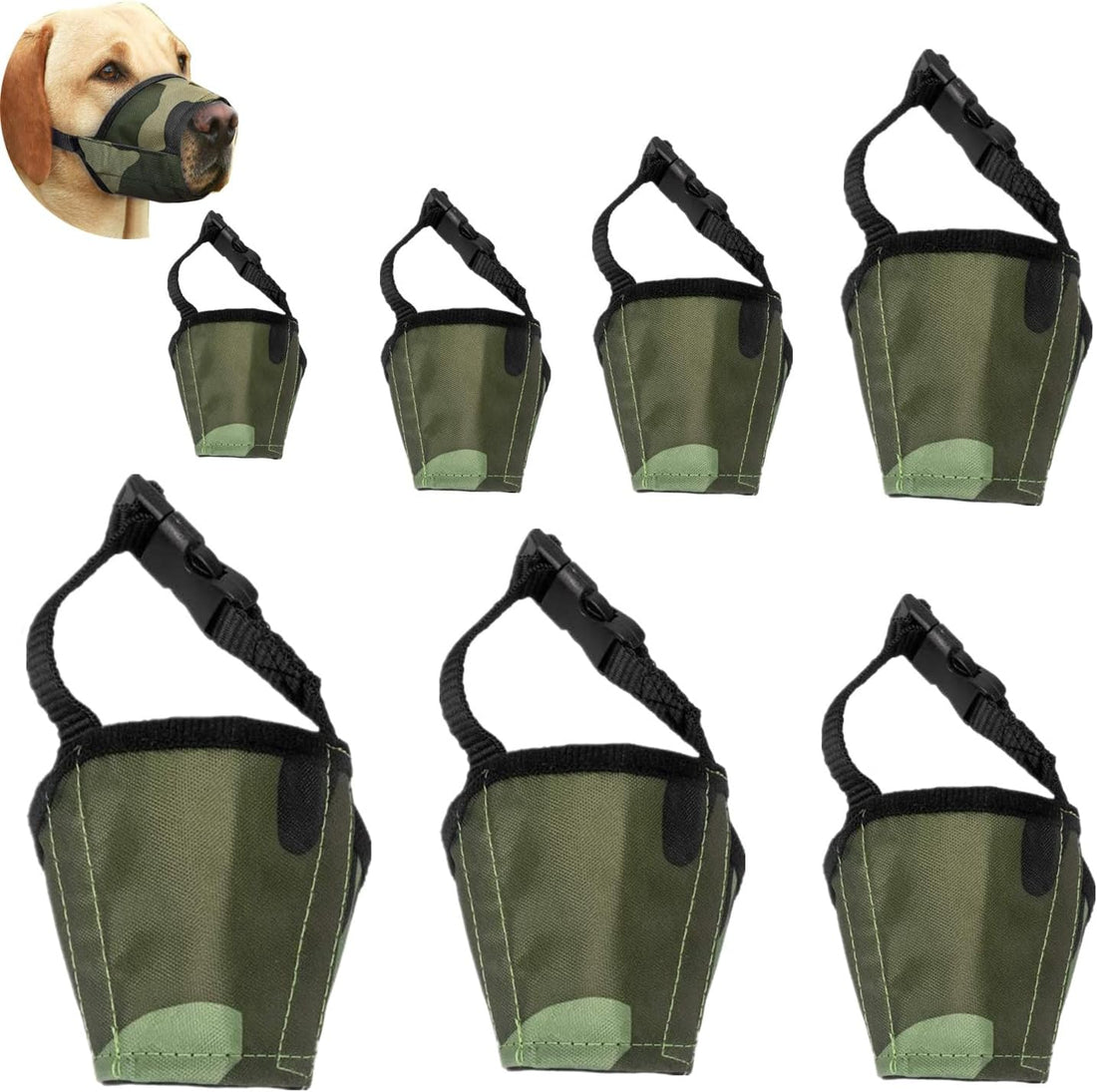 Dog Muzzles Suit - 7PCS Dog Muzzles Adjustable Quick Fit pet Muzzle