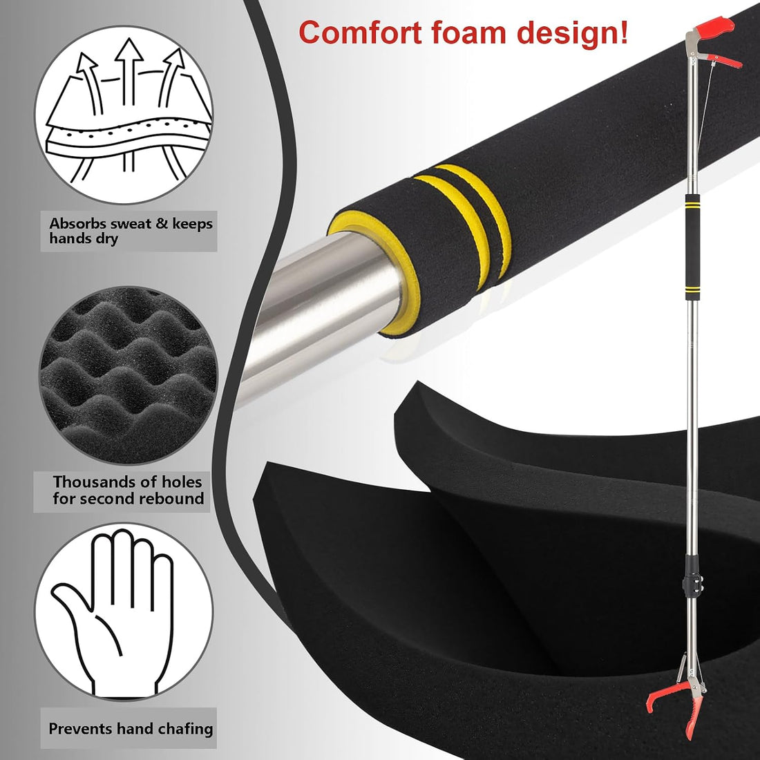 Snake Tong Reptile Grabber, 66 Inch Snake Clamping Tool for Safe
