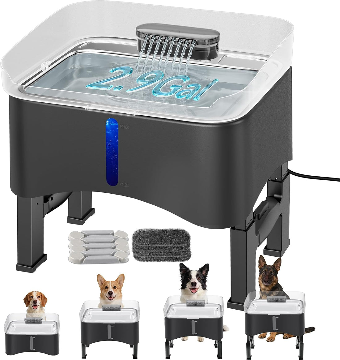 UPSKY 11L Elevated No-Spill Dog Water Fountain with 4 Adjustable