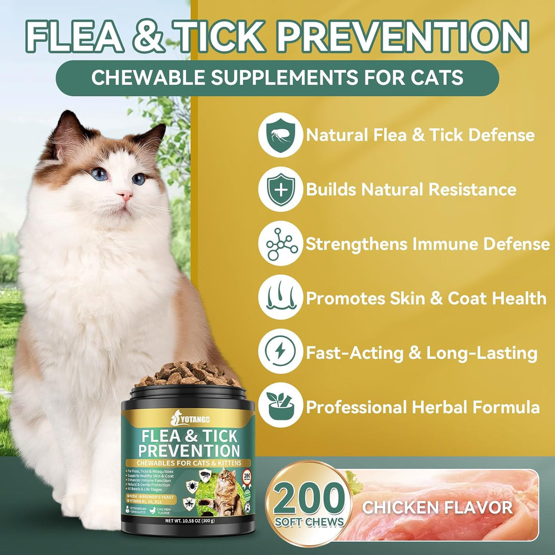 YOTANGO Flea Treatment for Cats Chewable