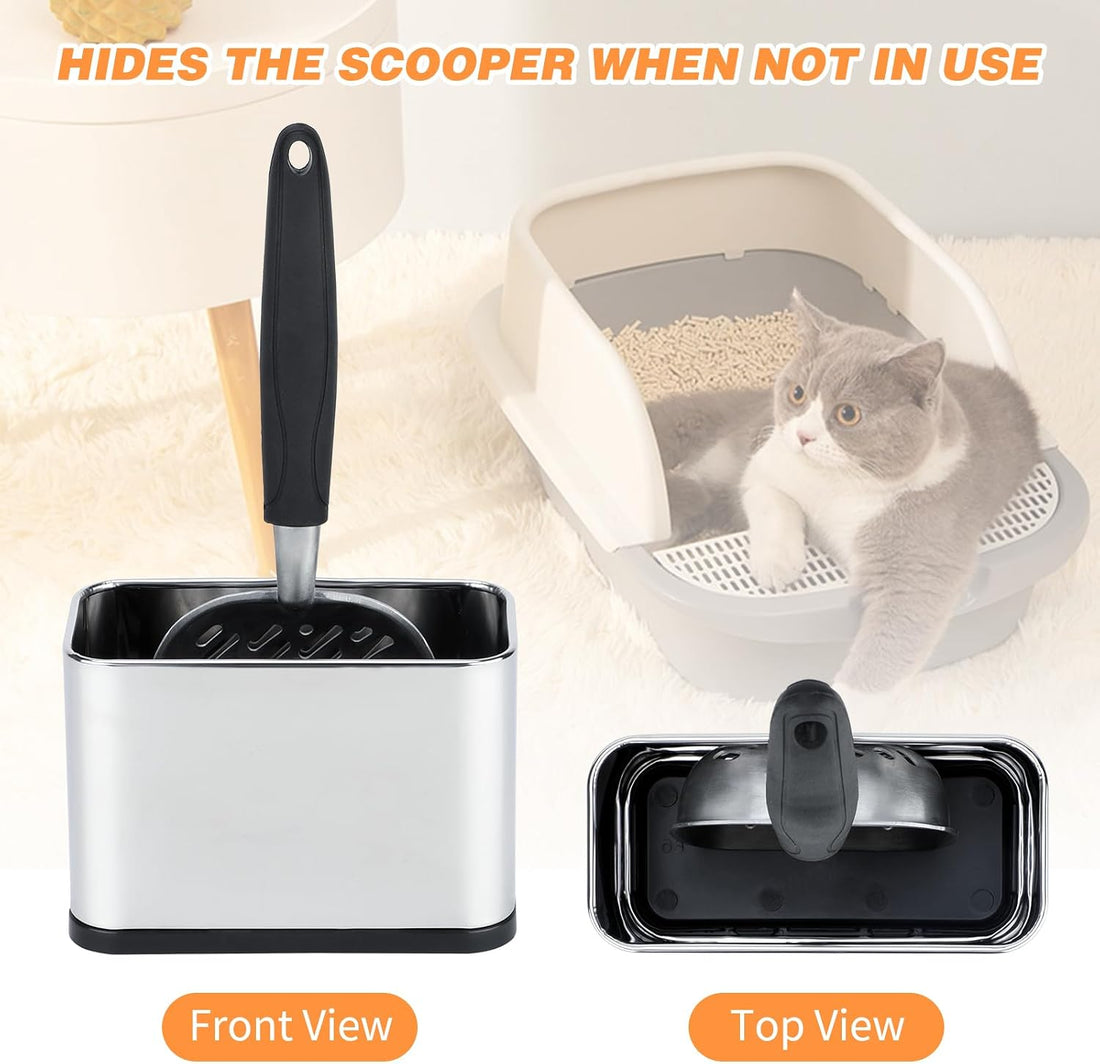 Universal Cat Litter Scoop Holder, Stainless Steel Scooper Caddy