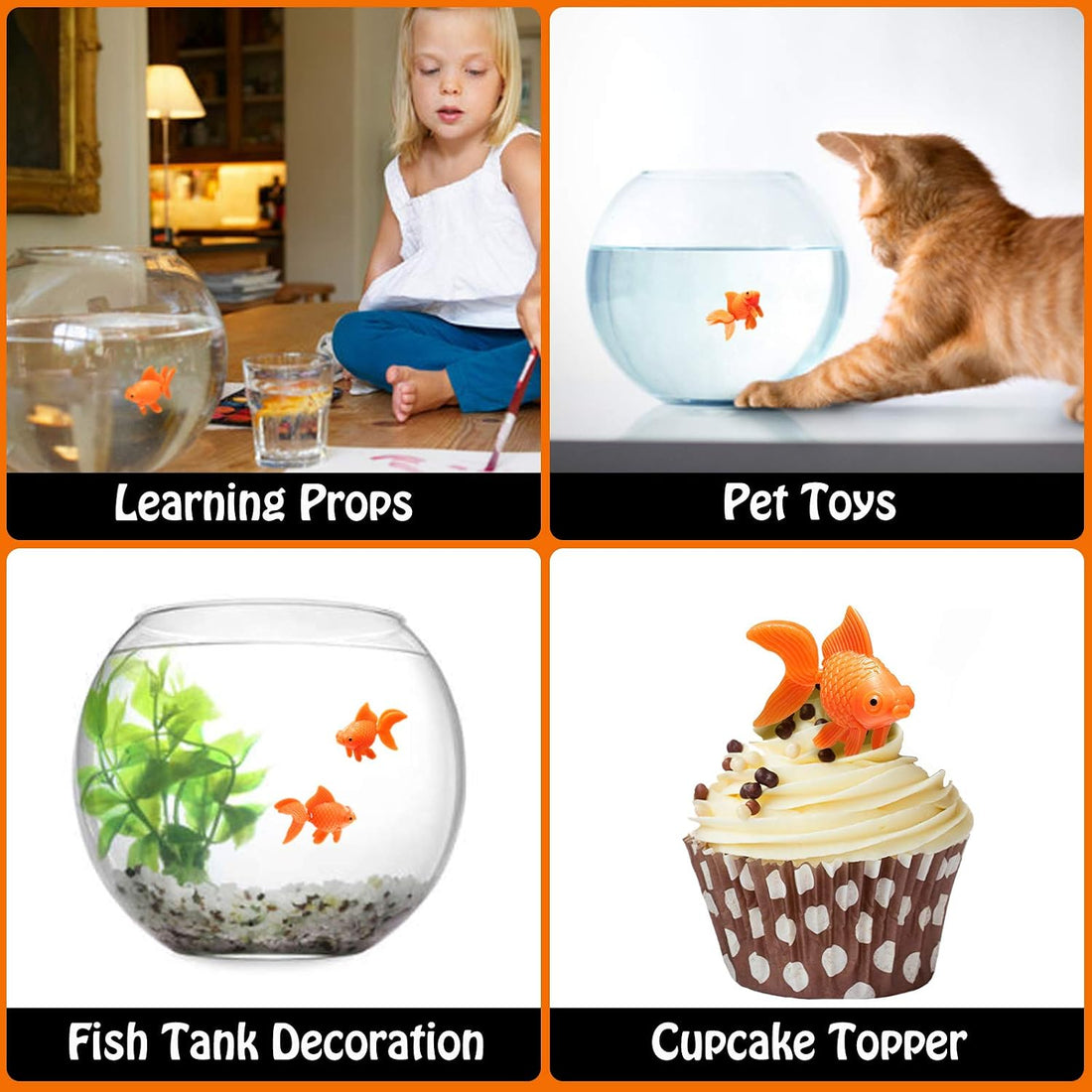 Sumind 30 Pcs Fake Goldfish Plastic Floating Artificial Goldfish