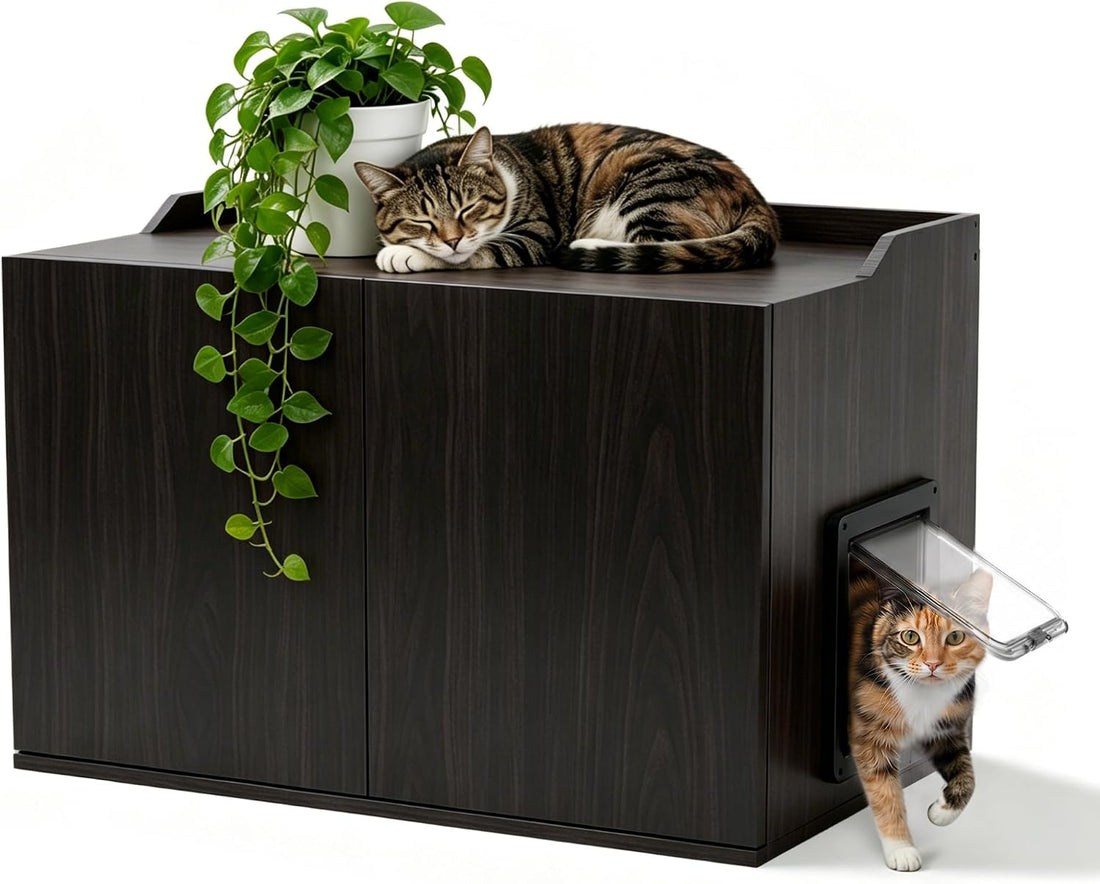 31.5" Cat Litter Box Enclosure Furniture with Door