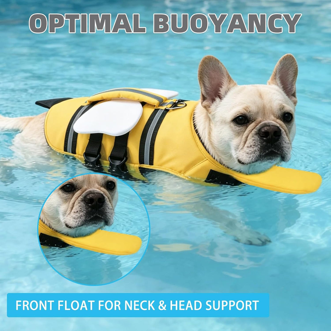 KOOLTAIL Dog Life Jacket, Cute Bee Front Float Dog Life Vest