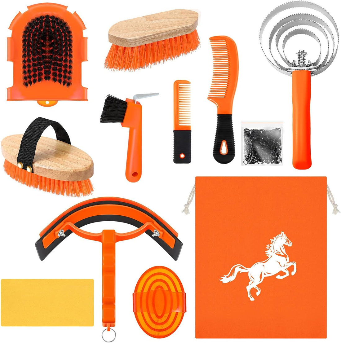 Abbylike 12 Pieces Horse Grooming Kit Equine Care Brushes,Blue