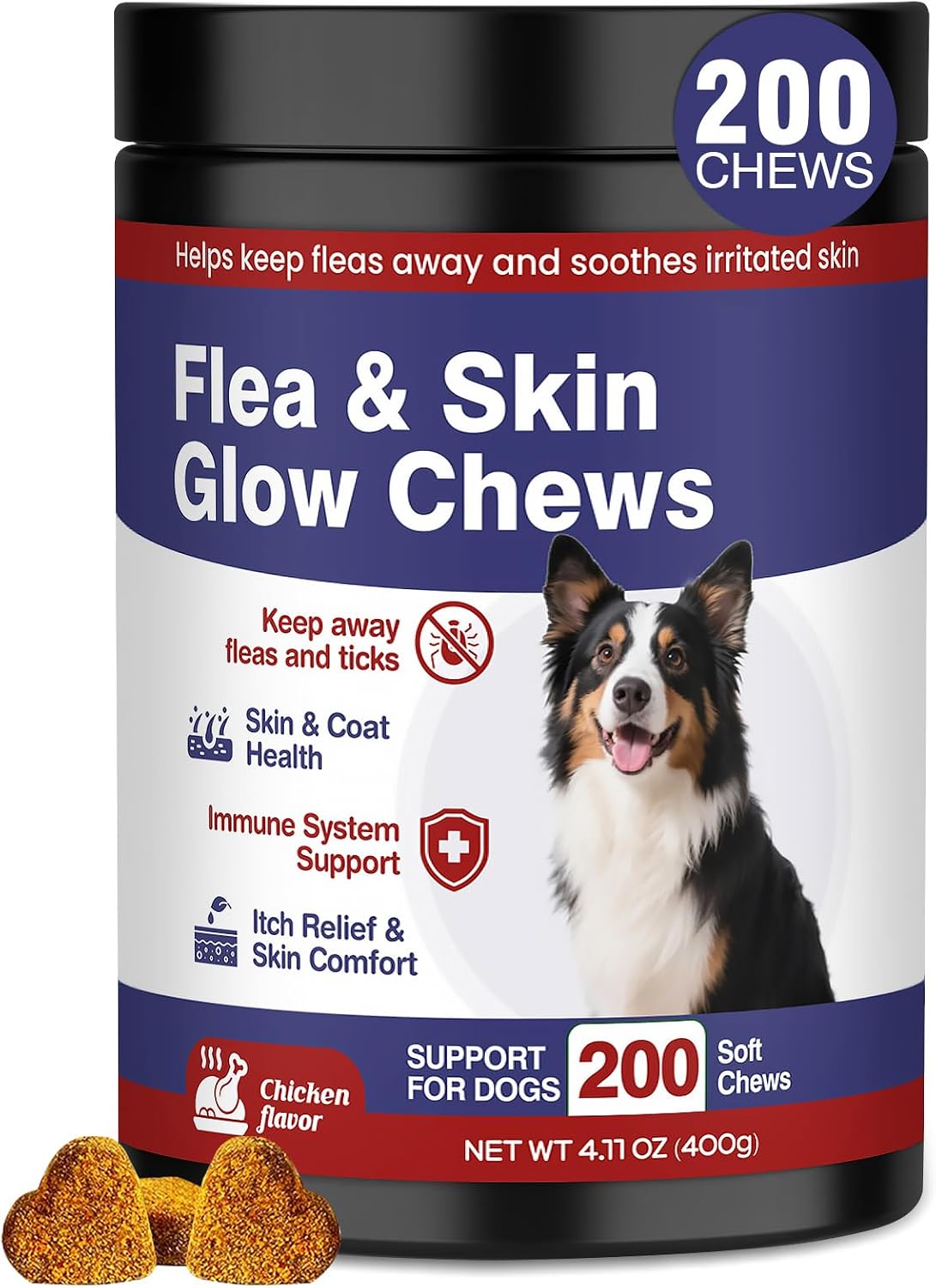 Dog Flea and Tick Support Chewable 200 Chews Natural Soft Chew