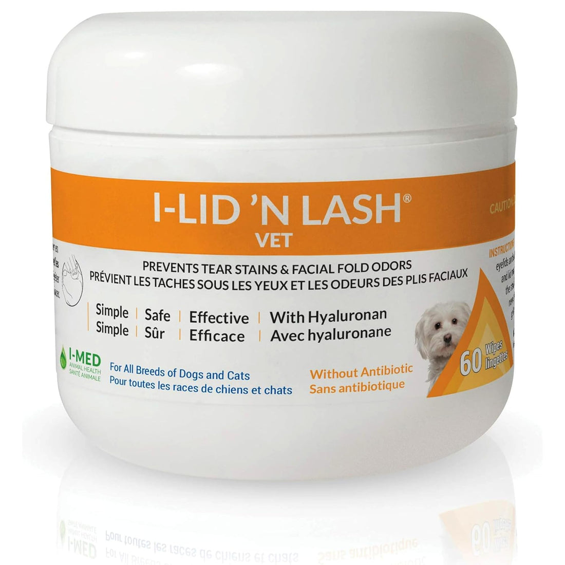 I-LID ’N LASH Vet Dog Eye Wipes - Tear Stain Preventer for Dogs