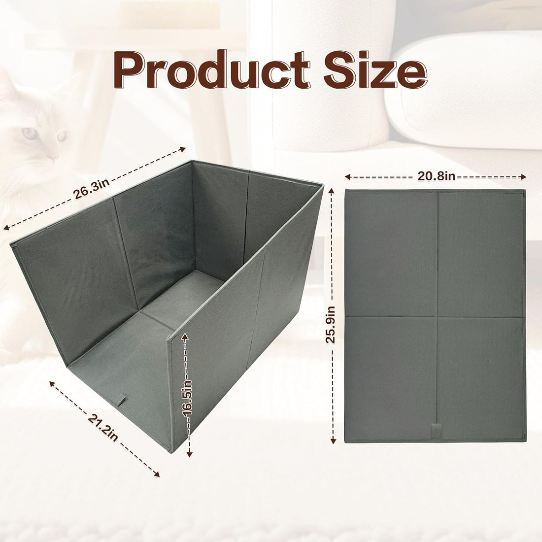 Cat Litter Box Enclosure Splash Guard Large Foldable Removable Mat