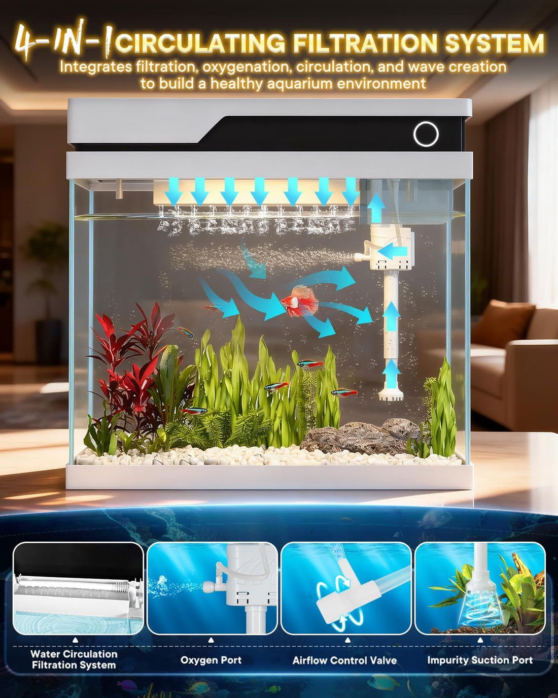 Fish Tank, Smart Fish Aquarium Kit 7 Gallon