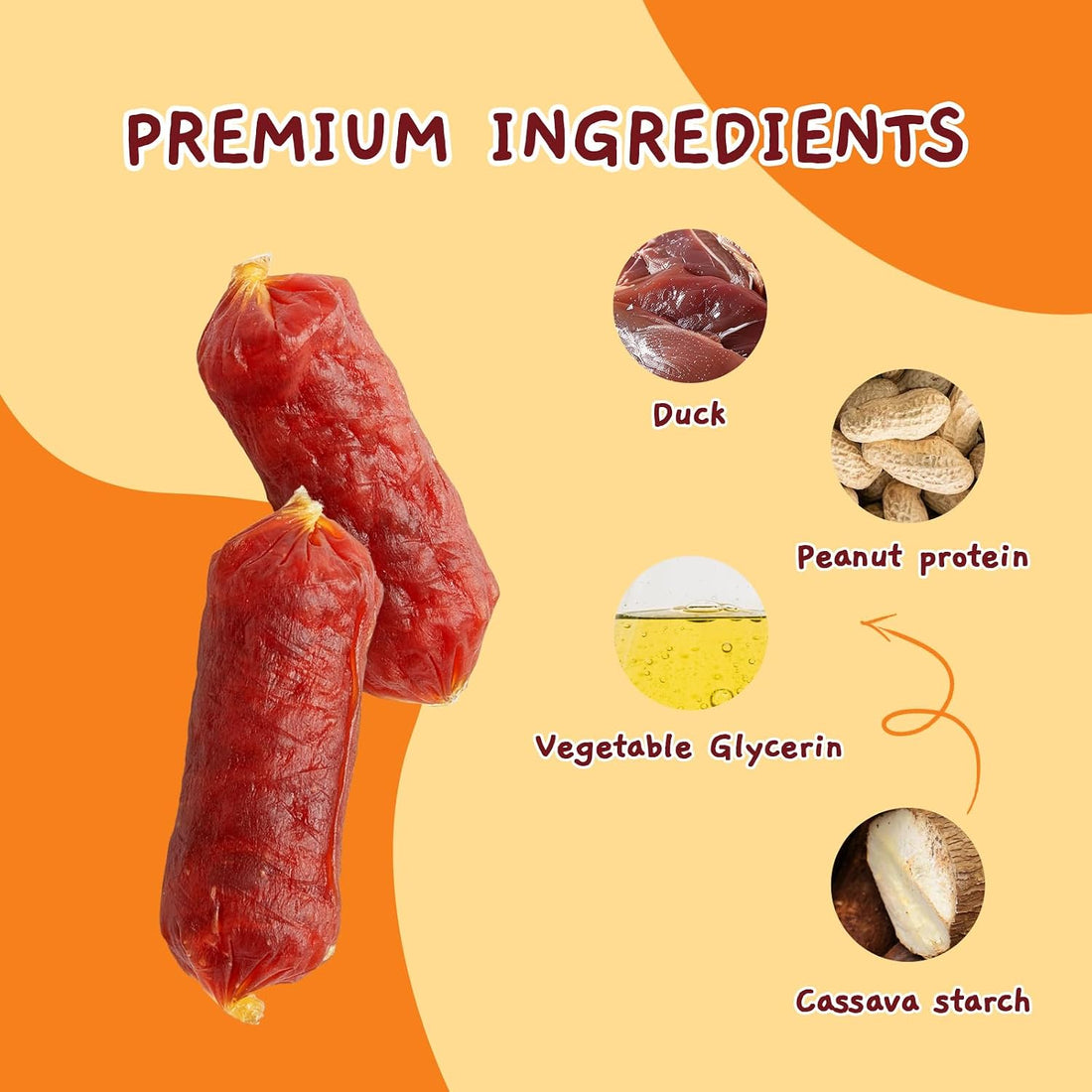 Jungle Calling Soft Duck Sausage Dog Treats
