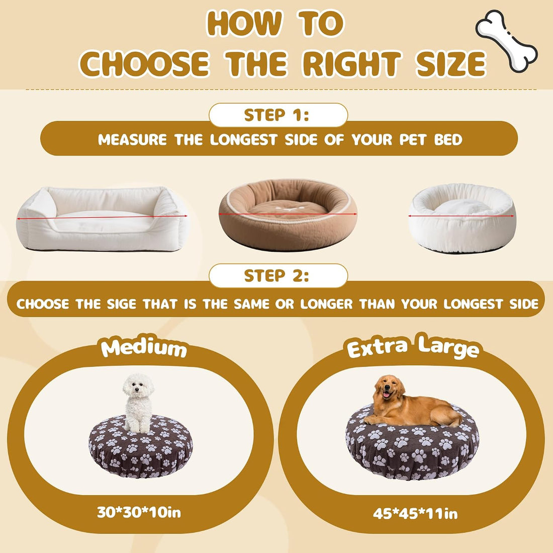 BALAPET Washable Dog Bed Covers Replacement Round Waterproof Bed