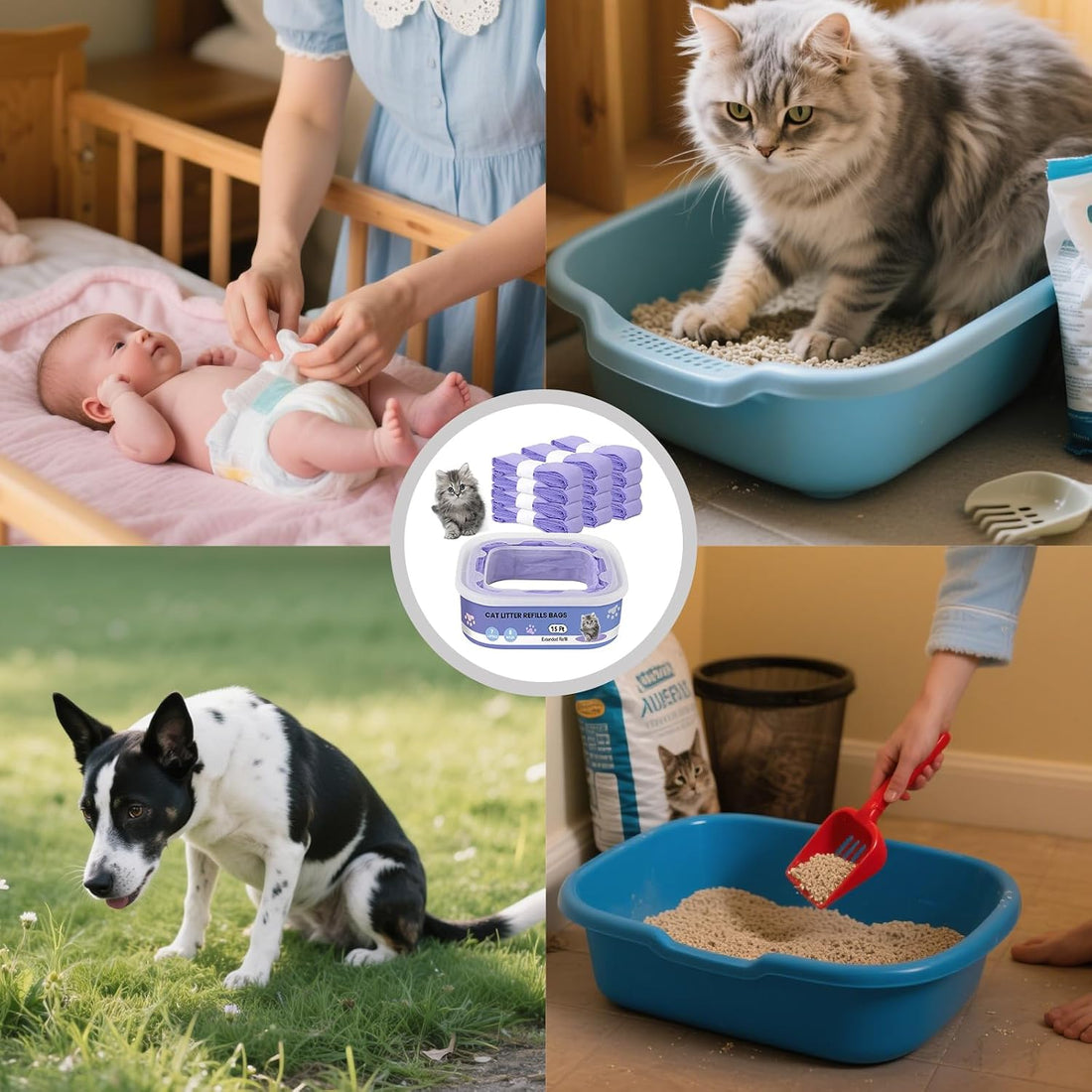 12 Pack Cat Litter Refills, Compatible with Genie Bag Refills