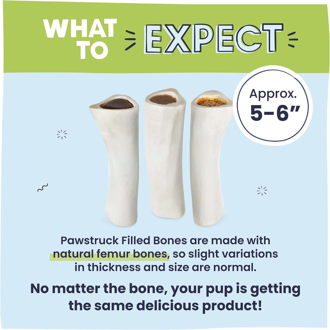 Pawstruck Large Filled Bones Variety Pack, Beef Femur Dog Chew