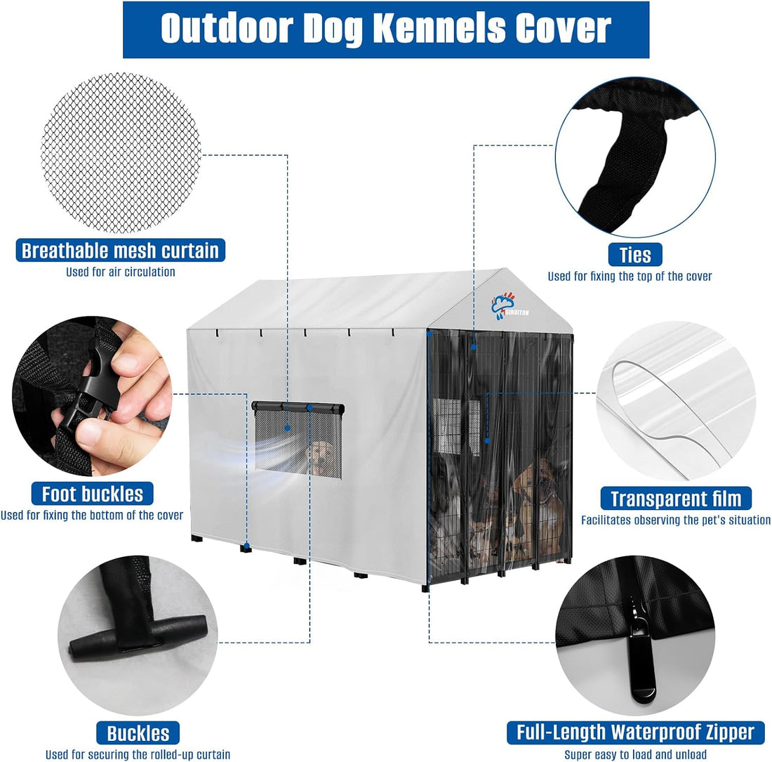 SIRUITON Outdoor Dog Kennel Cover,600D Full Coverage Waterproof