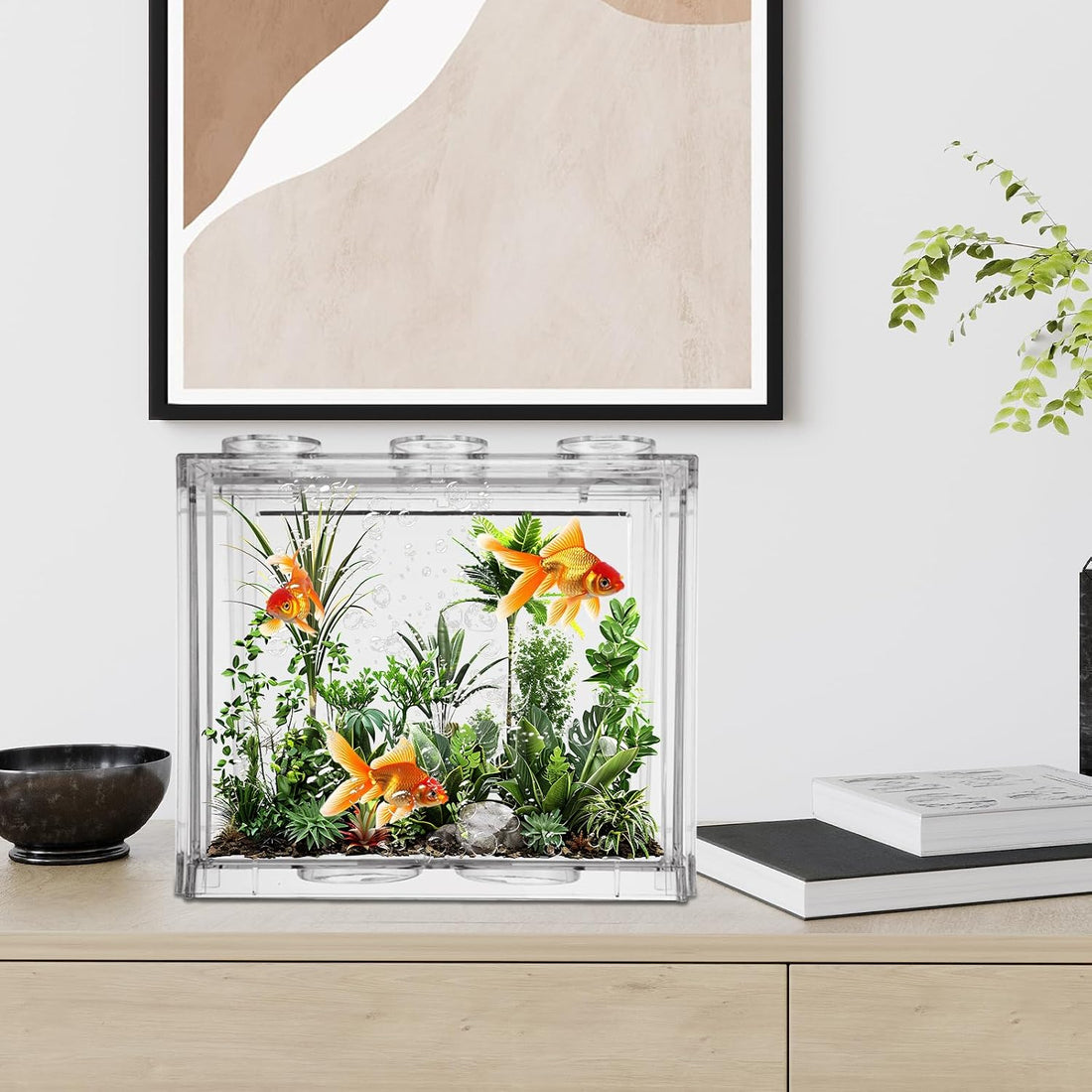 QTLCOHD 4 Pack Small Betta Fish Tank, 0.6 Gallon Mini Aquarium Tank