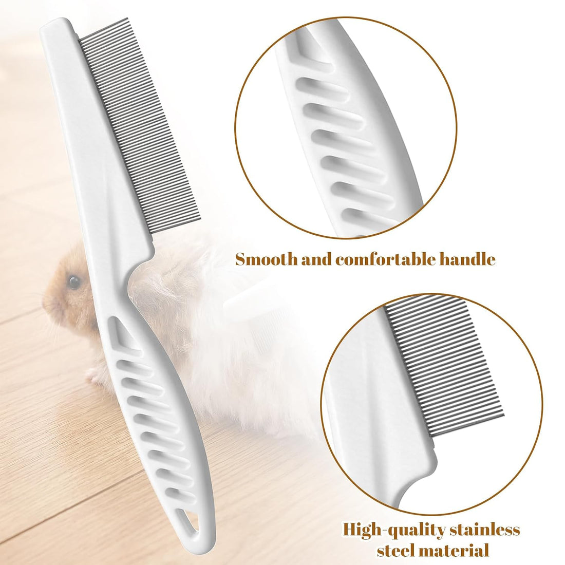 2Pcs Kitten Flea Comb, Fine-Tooth Stainless Steel Bunny Comb