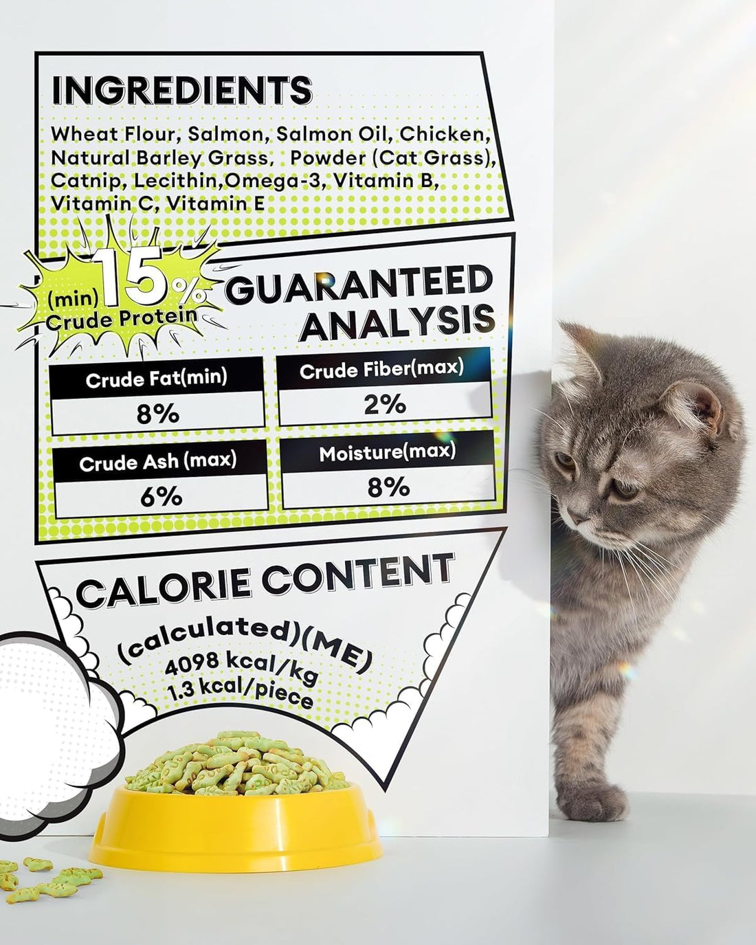 3.53oz Cat Grass Treats for Hairball Control, Digestive