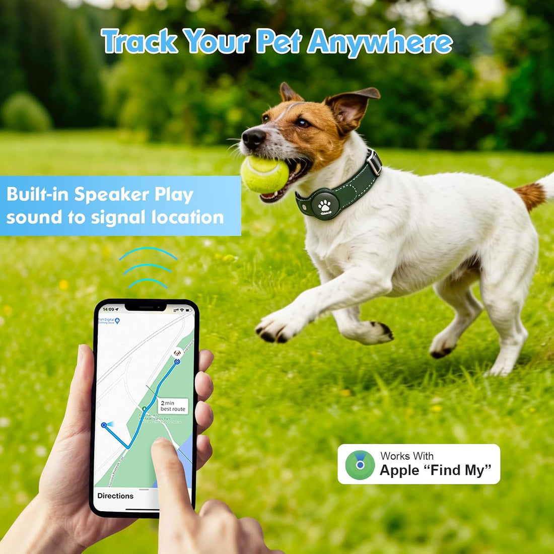 GPS Tracker for Dogs, 2 in 1 Smart Pet Collar