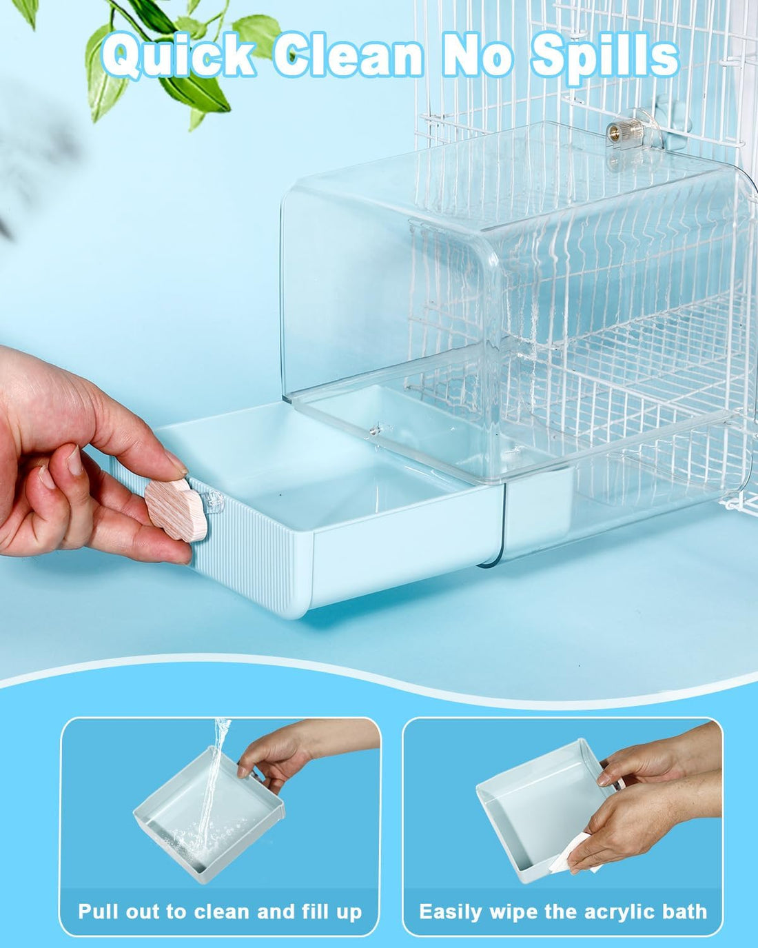 Hanging Bird Bath for Cage, 3 in 1 Multifunction Bird Bath/Bowl/House