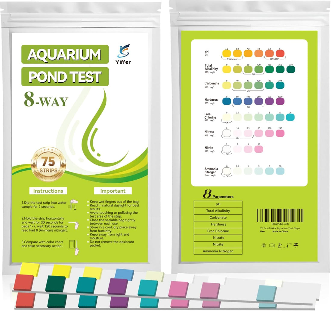 175-Count 8-Way Aquarium Test Strips with Ammonia-Fish Tanks&Ponds