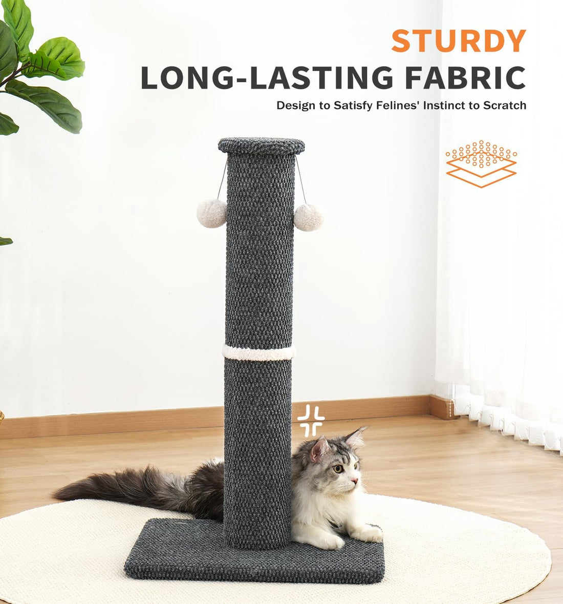 Made4Pets Tall Cat Scratching Post, Carpet Scratcher for Indoor Cats
