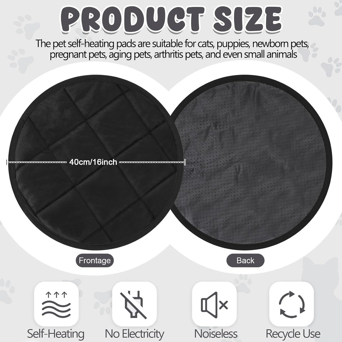 Drydiet 2 Pcs Self Warming Cat Mat Round for Cats